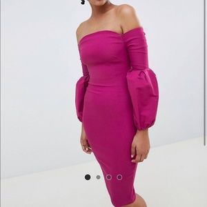 VESPER PUFF SLEEVE BARDOT DRESS